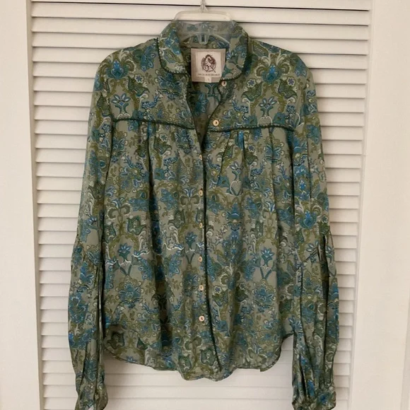Chasing Unicorns Silk Blouse Green Small - Picture 4 of 4